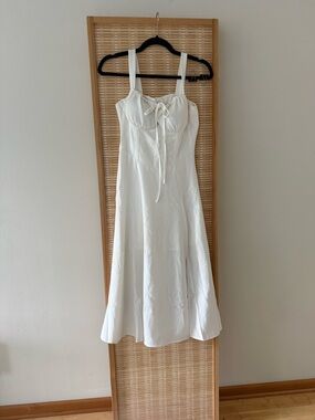 White Tie-Front Midi Dress